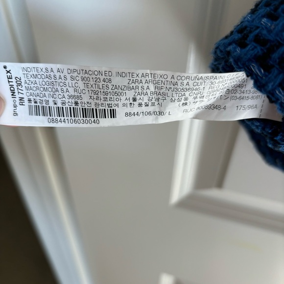 NWT Zara Textured Tweed Weave Blue Tank Mini Dress Spaghetti Straps Sz L - Picture 9 of 13